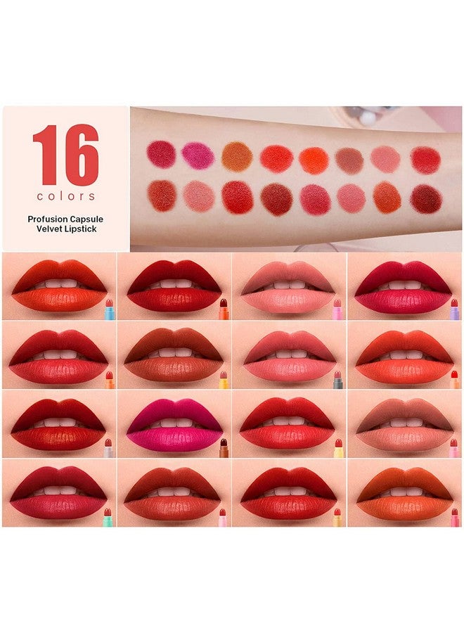 Grospe 16 Color Mini Capsule Lipstick Set Mini Matte Lipstick Velvet Lipstick Set Nonstick Cup Easy To Color Longlasting Waterproof Swab Lipstick Makeup Gift Set - Image 3