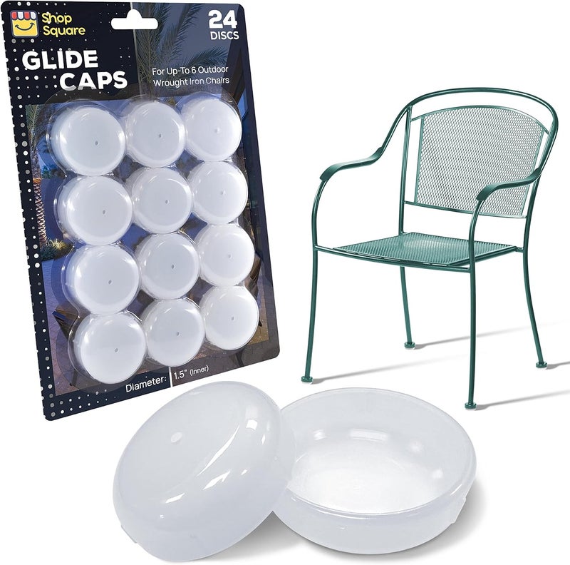 Shop Square Wrought Iron Patio Furniture Feet Caps (24 Pack, White) - 1.5" Round Plastic Outdoor Chair Leg Caps, Patio Furniture Replacement Feet - Image 1