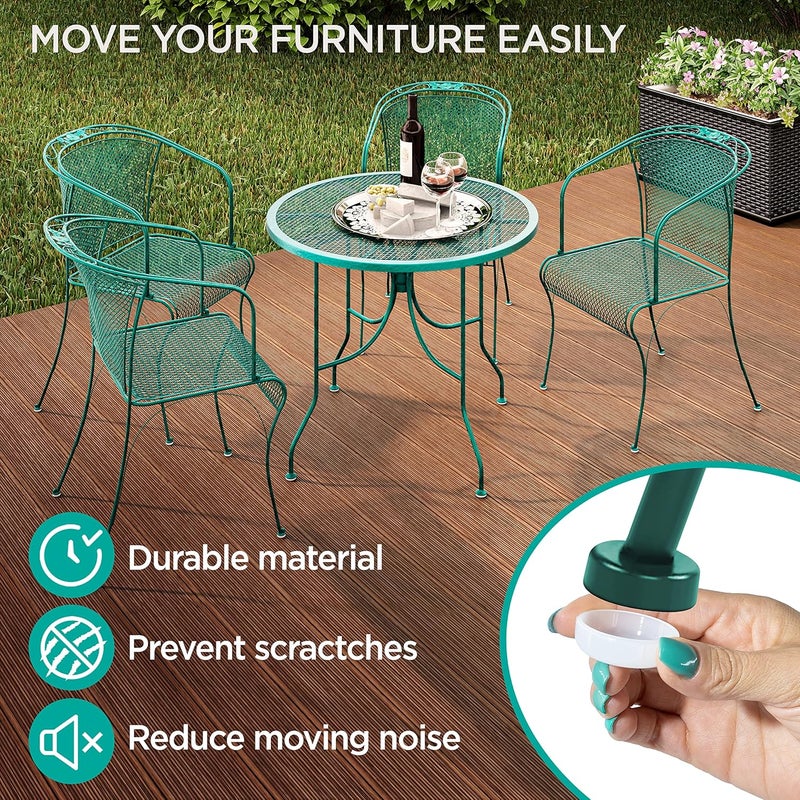 Shop Square Wrought Iron Patio Furniture Feet Caps (24 Pack, White) - 1.5" Round Plastic Outdoor Chair Leg Caps, Patio Furniture Replacement Feet - Image 2