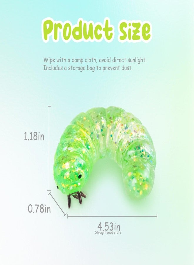 EVDERS Squishy Caterpillar Sugar Stress Balls for Kids Adults Slug Sensory Fidget Toys Slow Rising Squeeze Ball for Anxiety Relief Stretchy Caterpillar Stress Toys for Boys and Girls Party Favors (Green) - Image 2