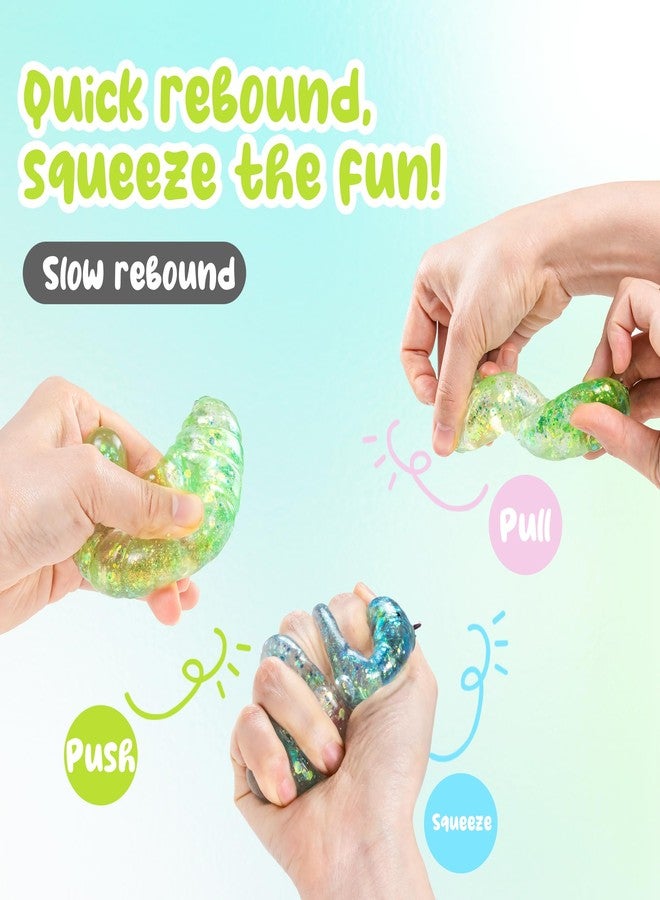 EVDERS Squishy Caterpillar Sugar Stress Balls for Kids Adults Slug Sensory Fidget Toys Slow Rising Squeeze Ball for Anxiety Relief Stretchy Caterpillar Stress Toys for Boys and Girls Party Favors (Green) - Image 3
