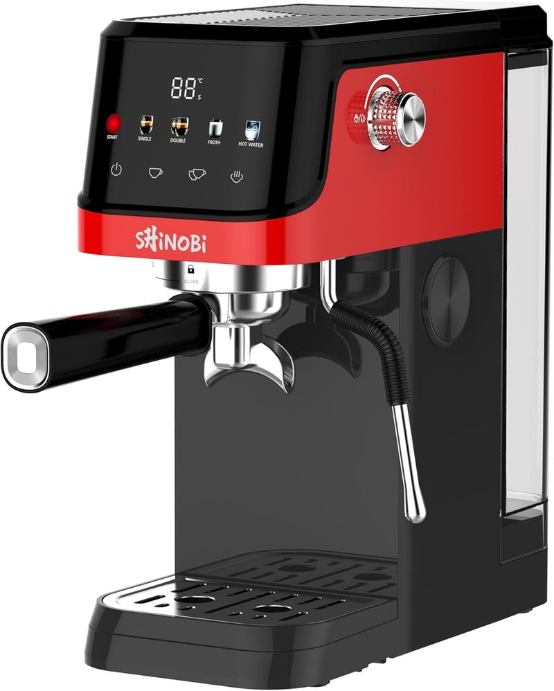SHINOBI Espresso Coffee Machine with Best Italian Pump,20 Bar, Touch Screen, Big 1.5L Water Tank, Milk Frother, Thermoblock Fast Heating1350W, Professional Cappuccino & Latte Maker. - Image 1