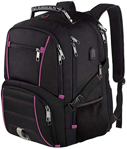 LTINVECK Extra Large Backpack,TSA Friendly Travel Laptop Computer Backpack for Men Women with USB Charging Port,RFID Water Resistant Big Business Backbag Fits 17.3 Inch Laptops,Purple - Image 1