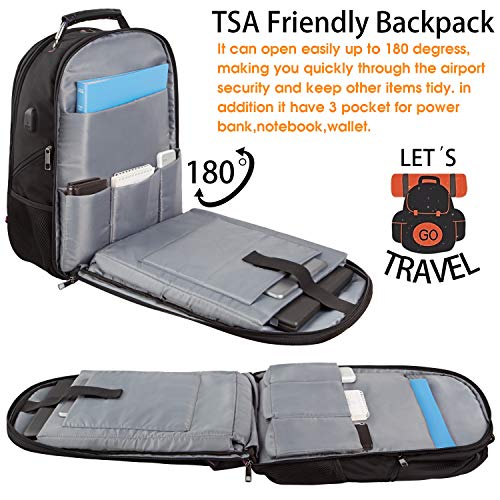 LTINVECK Extra Large Backpack,TSA Friendly Travel Laptop Computer Backpack for Men Women with USB Charging Port,RFID Water Resistant Big Business Backbag Fits 17.3 Inch Laptops,Purple - Image 2