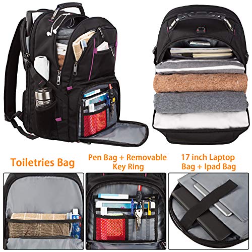 LTINVECK Extra Large Backpack,TSA Friendly Travel Laptop Computer Backpack for Men Women with USB Charging Port,RFID Water Resistant Big Business Backbag Fits 17.3 Inch Laptops,Purple - Image 4