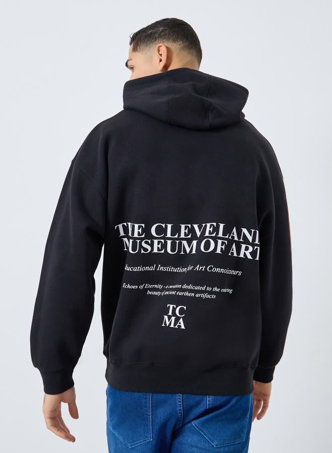 Styli Black Oversize Fit Back Slogan Print Hoodie - Image 4