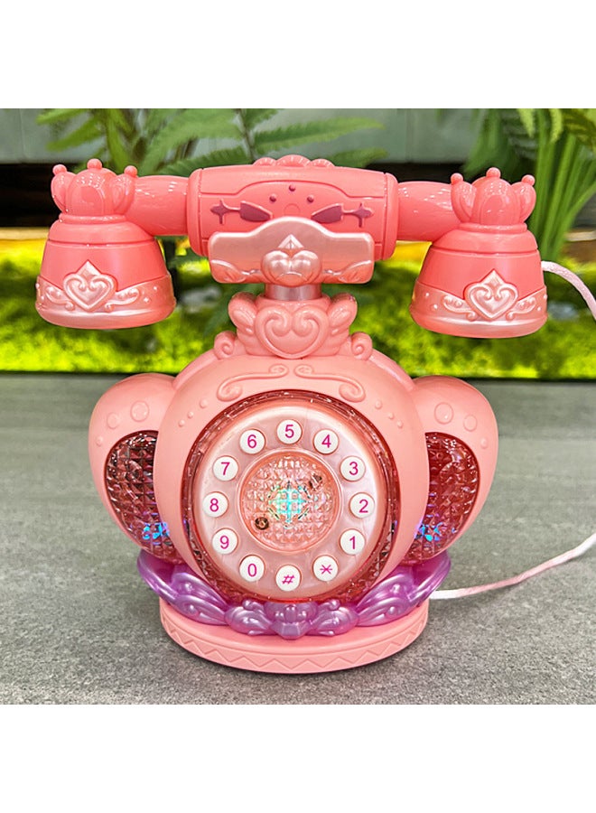 Children's Telephone Toy Music Simulation Landline Early Education Educational Retro Telephone Boys And Girls Baby Mobile Phone Wholesale-Color:Retro Telephone (pink) - Image 1