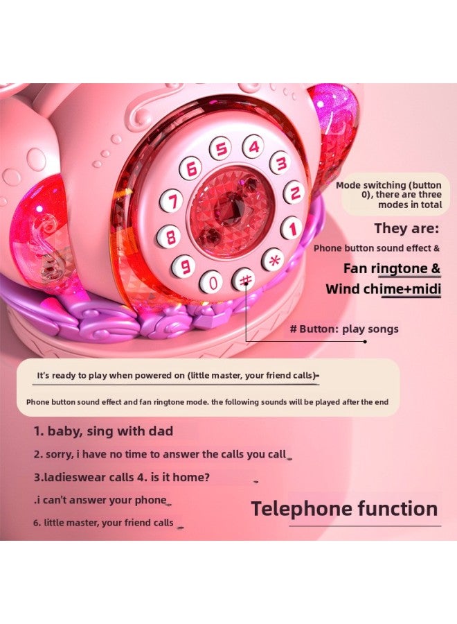 Children's Telephone Toy Music Simulation Landline Early Education Educational Retro Telephone Boys And Girls Baby Mobile Phone Wholesale-Color:Retro Telephone (pink) - Image 5
