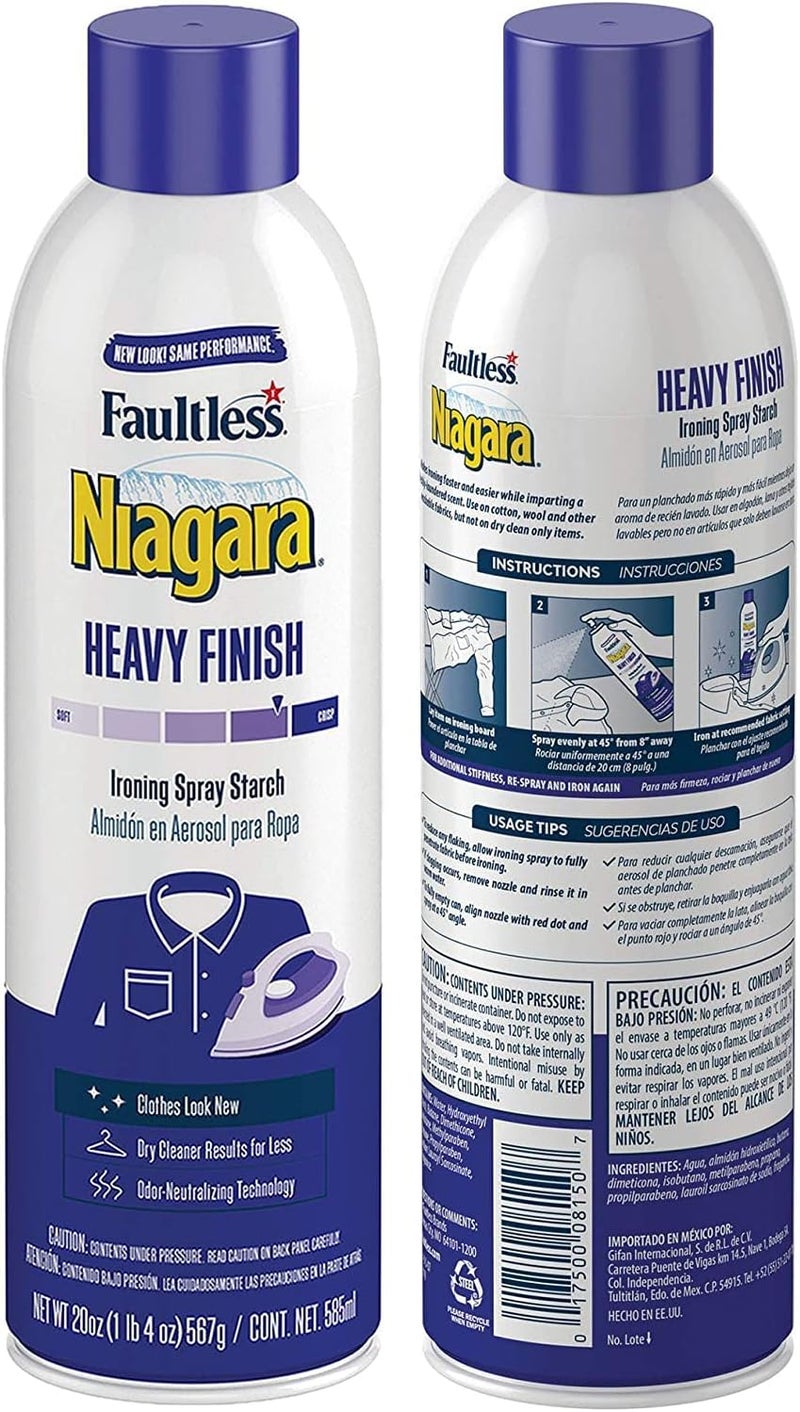 Niagara Heavy Starch Spray (20 oz, 6-Pack) - Heavy Finish Liquid Starch: Iron Aid Spray Pack for Clothes & Fabrics - Image 2