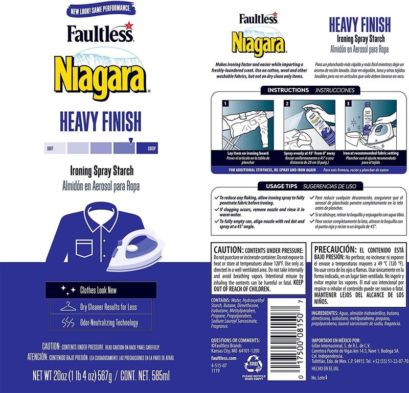 Niagara Heavy Starch Spray (20 oz, 6-Pack) - Heavy Finish Liquid Starch: Iron Aid Spray Pack for Clothes & Fabrics - Image 3