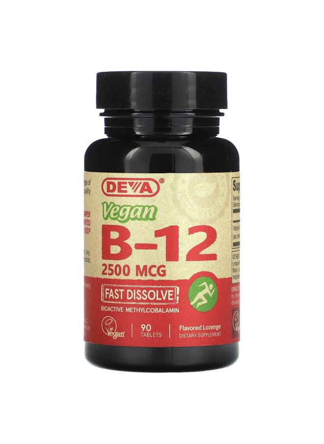 Deva Vegan B12, Fast-Dissolve, 2,500 mcg, 90 Tablets  - Image 1