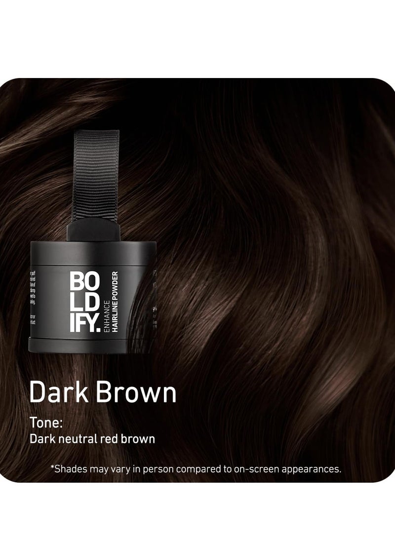Boldify BOLDIFY Hairline Powder - Root Touch Up & Hair Loss Cover Up, Instant Gray Coverage 48-Hour Stain-Proof Hair Color Powder for Women & Men, Hair Fibers and Hair Topper Alternative (Dark Brown)  - Image 2