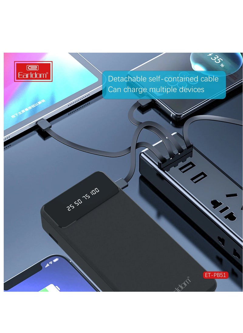Earldom - باور بانك ET-PB51 بسعة 20000 مللي أمبير في الساعة مع سعة عالية ومنفذي USB وشحن سريع وشاشة LED للهواتف الذكية - Image 1