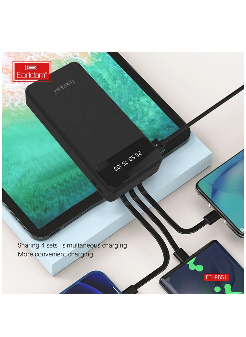 Earldom - باور بانك ET-PB51 بسعة 20000 مللي أمبير في الساعة مع سعة عالية ومنفذي USB وشحن سريع وشاشة LED للهواتف الذكية - Image 1