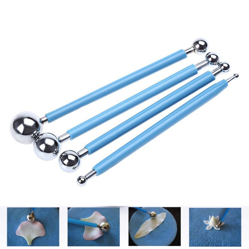 SteelFever 4pcs Fondant Cake Pan Flower Decorating Clay Flower Sugar Craft Ball Model DIY Tool - Image 2