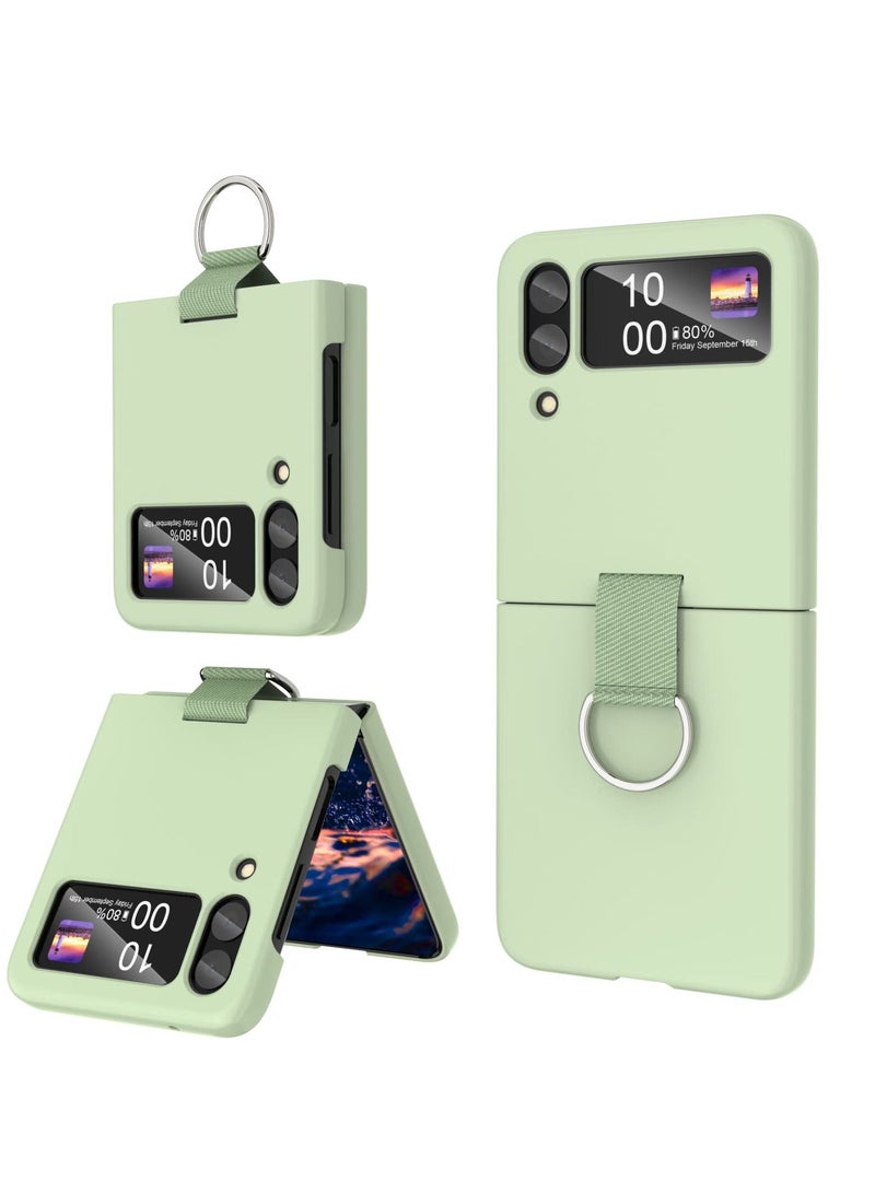 SYOSI for Samsung Galaxy Z Flip 4 Case with Ring, Shockproof Heavy Duty Silicone Protective Cover Phone Case for Galaxy Z Flip 4 5G-Green - Image 1