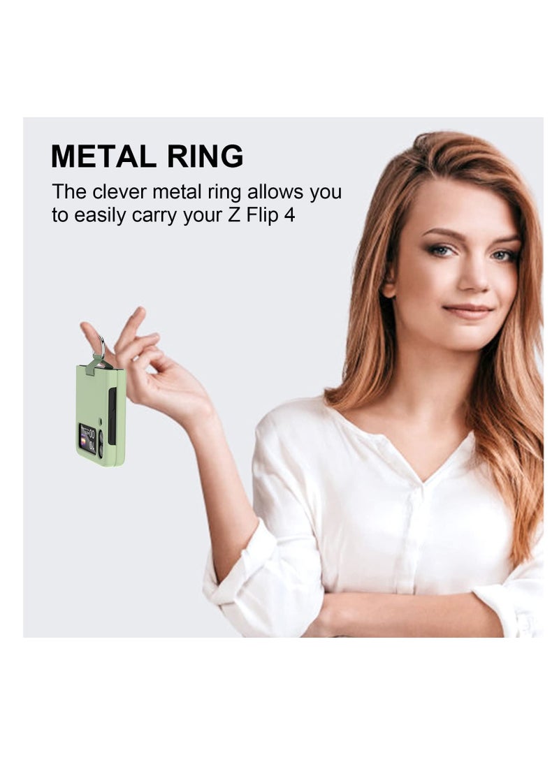 SYOSI for Samsung Galaxy Z Flip 4 Case with Ring, Shockproof Heavy Duty Silicone Protective Cover Phone Case for Galaxy Z Flip 4 5G-Green - Image 4