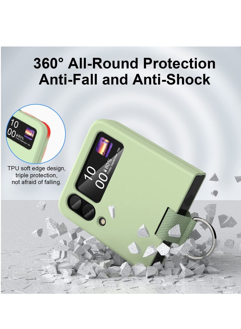 SYOSI for Samsung Galaxy Z Flip 4 Case with Ring, Shockproof Heavy Duty Silicone Protective Cover Phone Case for Galaxy Z Flip 4 5G-Green - Image 3