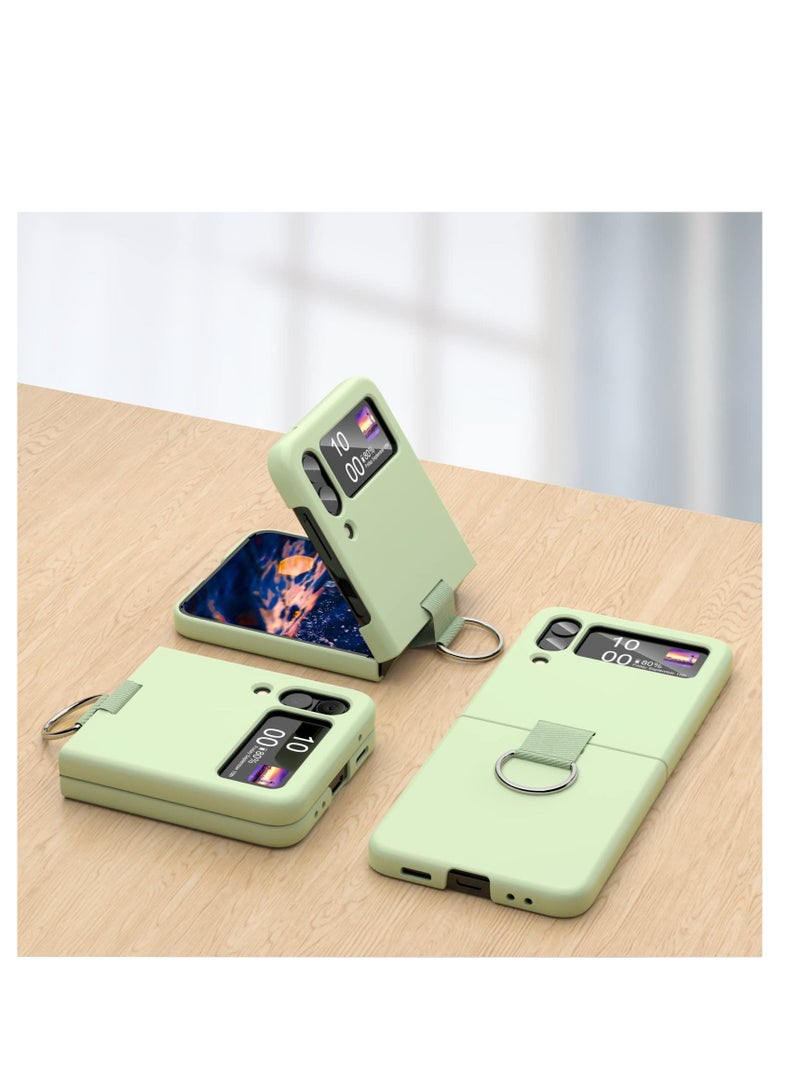 SYOSI for Samsung Galaxy Z Flip 4 Case with Ring, Shockproof Heavy Duty Silicone Protective Cover Phone Case for Galaxy Z Flip 4 5G-Green - Image 5