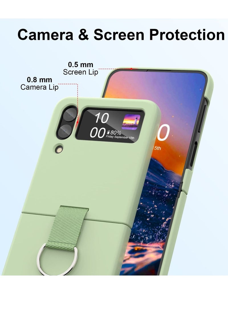 SYOSI for Samsung Galaxy Z Flip 4 Case with Ring, Shockproof Heavy Duty Silicone Protective Cover Phone Case for Galaxy Z Flip 4 5G-Green - Image 2