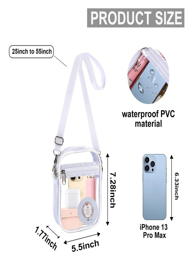 Fibrdoo Clear Crossbody Purse Bag, Clear Bag Stadium Approved with Front Pocket for Concerts Sports Festivals, White, Clear, Small - Image 2