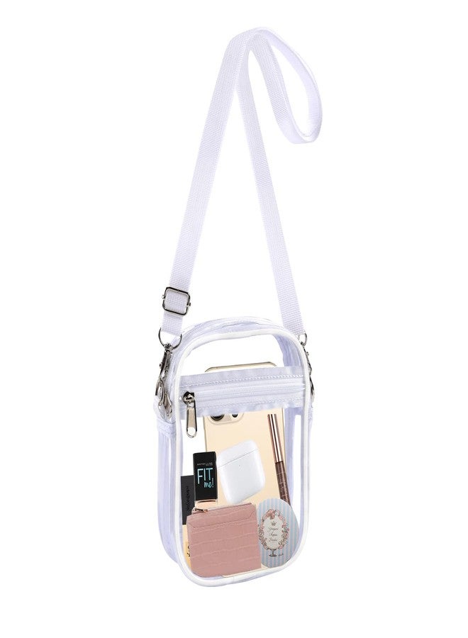 Fibrdoo Clear Crossbody Purse Bag, Clear Bag Stadium Approved with Front Pocket for Concerts Sports Festivals, White, Clear, Small - Image 1