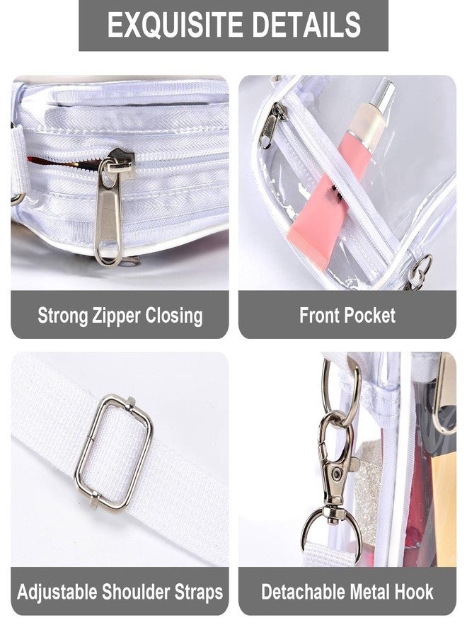 Fibrdoo Clear Crossbody Purse Bag, Clear Bag Stadium Approved with Front Pocket for Concerts Sports Festivals, White, Clear, Small - Image 3