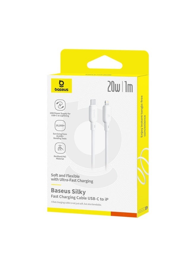 Baseus Silky Series Fast Charging Cable Type-C to iP 20W Moon White - Image 3