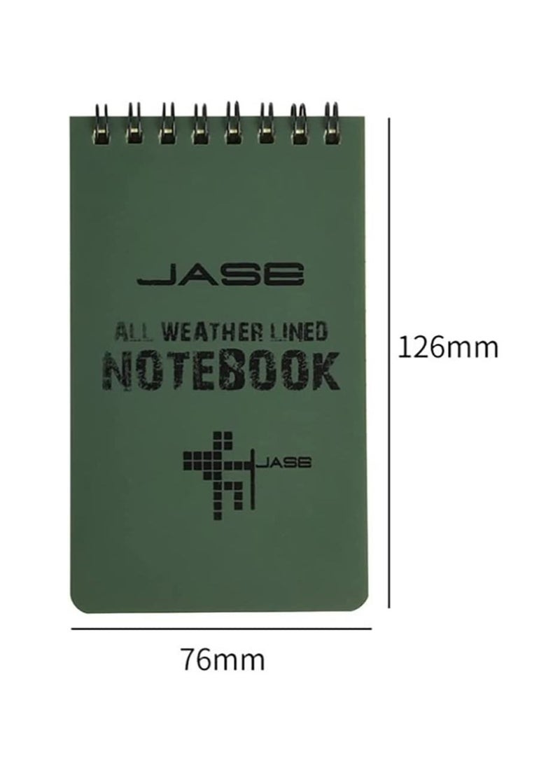 Y&D 5Packs All Weather Shower Waterproof Notebook, Pocket Size Tactical Notepad Top Spiral Memo Notes Green Grid Paper Eye Protection for Outdoor Activities Recording (3.2 x 5.5 in) - Image 2