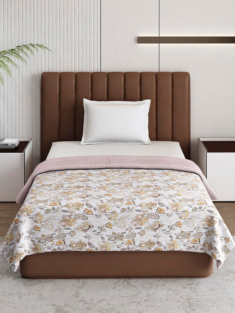 Monte Carlo Light Brown Printed Single Bed 136 TC Dohar (Width 150 CM, Length 220 CM) - 2 - Image 2