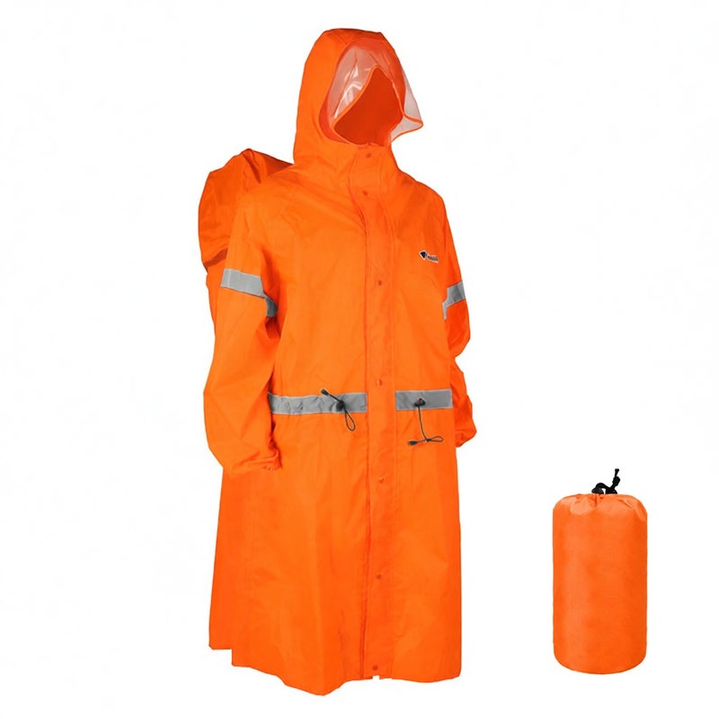 Hooded Rain Poncho for Adults High-visibility Reflective Waterproof Raincoat Jacket with Backpack Cover for Men Women Outdoor Rain Gear - Image 1