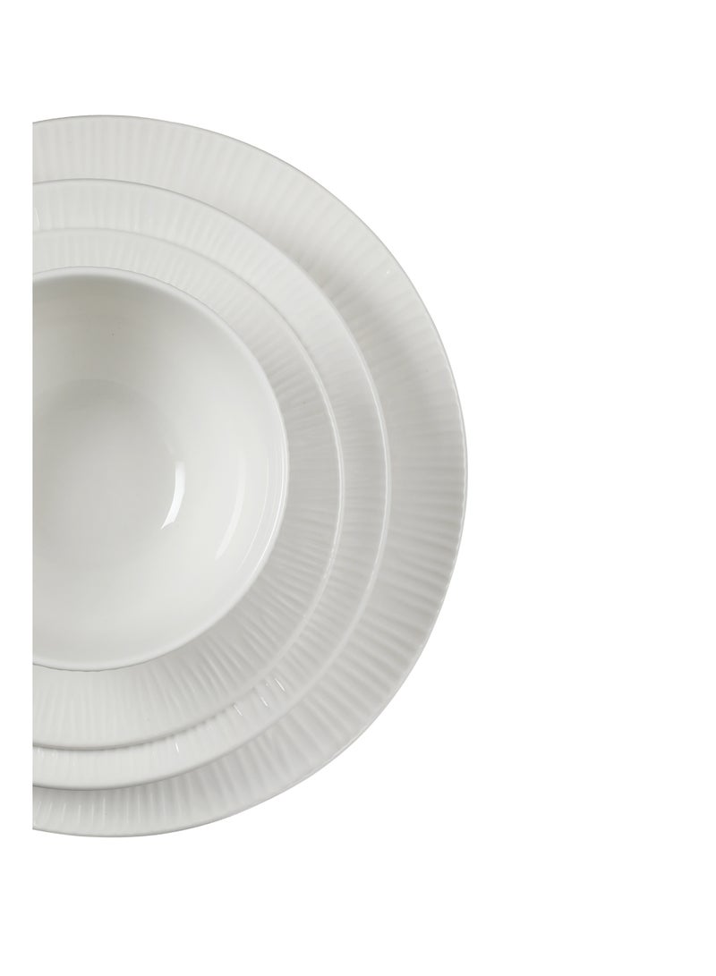 Noon East 24 piece Porcelain Dinnerware Set, Set for 6, Microwave & Dishwasher Safe, White - Image 3