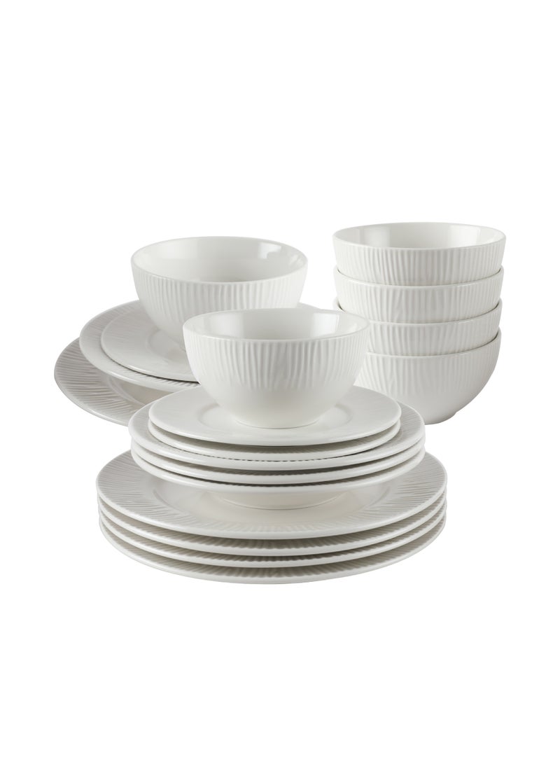 Noon East 24 piece Porcelain Dinnerware Set, Set for 6, Microwave & Dishwasher Safe, White - Image 4