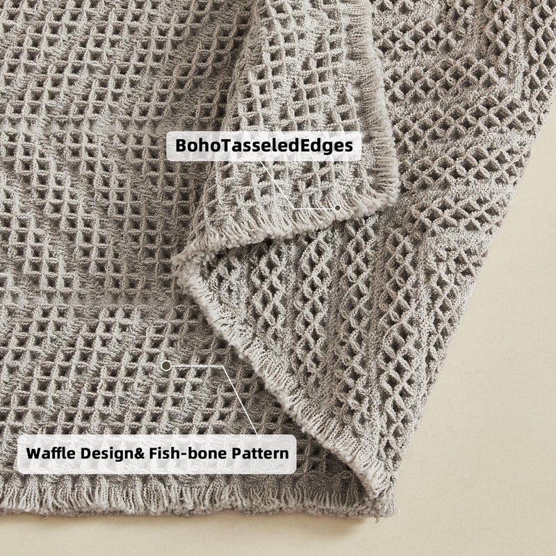 BULULOM Bath Rugs,Upgraded Waffle Bath Mat,Super Absorbent Boho Bath Rug Non Slip Bath Rugs,Machine Washable Rugs, Rubber Backed Shower Matt, Ultra Soft,Gray,18" x 30" - Image 4
