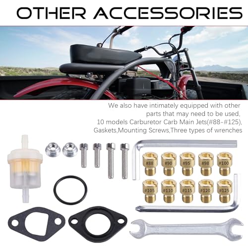 ORAEVY VM22 26mm Carburetor Carb Kit fit for Performance Intake Pipe Mainfold Air Filter Fit For Predator 212cc GX160 Honda GX200 CT200U 196cc KT196 Clones Moto Go Kart Mini Bike Race Kart (Black) - Image 4