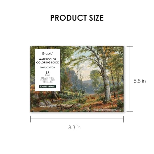 Grabie Watercolor Coloring Book, 15 Sheets A5 (8.3 x 5.8),Watercolor Book for Adults: Ignite Your Artistic Expression on 100% Cotton Paper (Forest) - Image 2