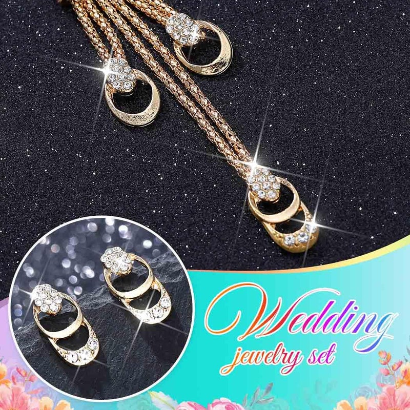 Unicra Gold Jewelry Sets Chunky Necklace Earrings Bracelet Ring Set Fashion Indian Statement Costume Jewelry Set for Women (Gold) - Image 5
