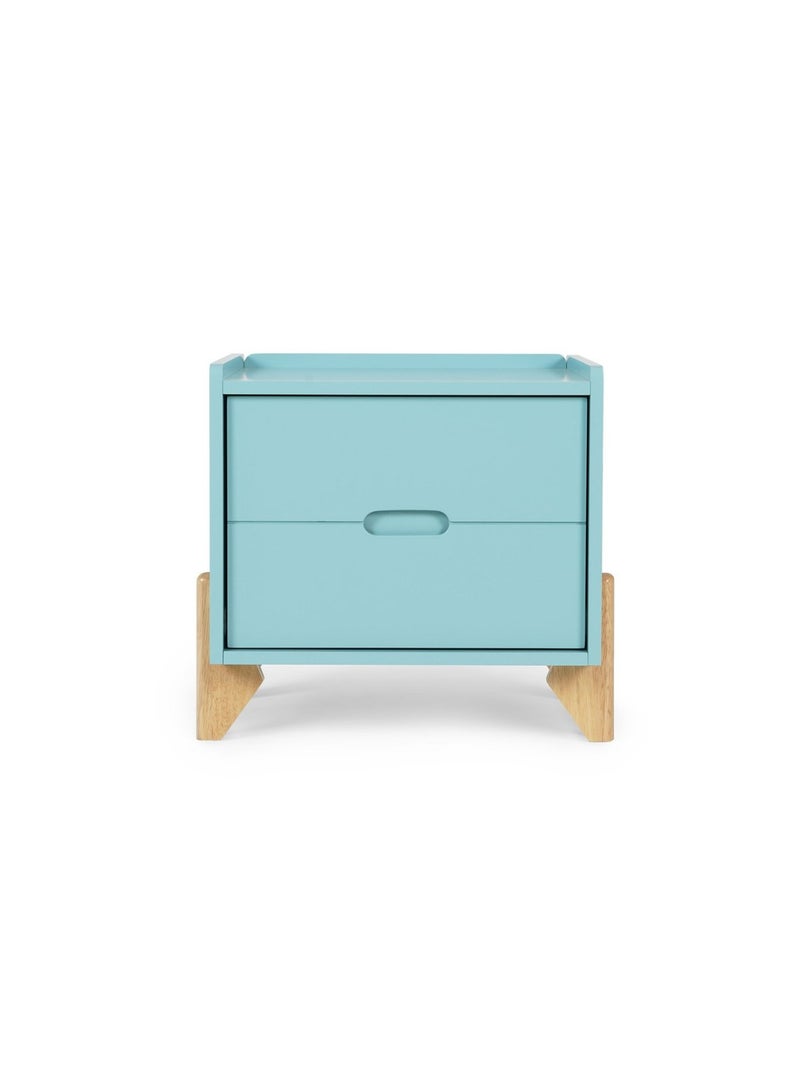 Pan Home Marlowe-2 Drawers Nightstand Solid Rubber Wood - Blue  - Image 1