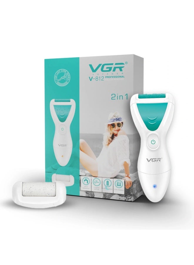 VGR Electric Feet Callus Removers Rechargeable, Portable Electronic Foot File Pedicure Tools, Electric Callus Remover Kit, Professional Pedi Feet Care for Dead, Hard Cracked Dry Skin Green,V-812 white/green - Image 1