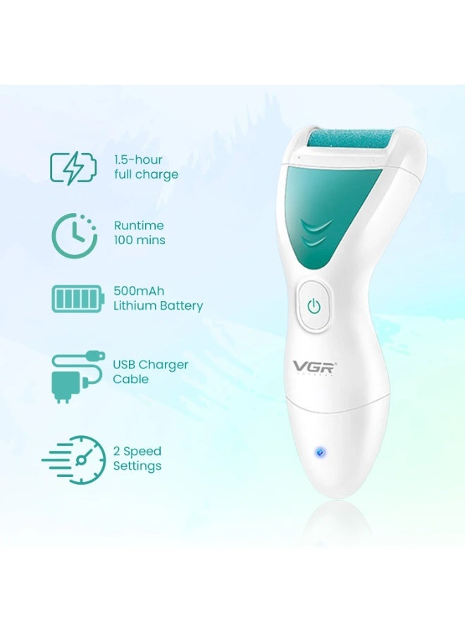 VGR Electric Feet Callus Removers Rechargeable, Portable Electronic Foot File Pedicure Tools, Electric Callus Remover Kit, Professional Pedi Feet Care for Dead, Hard Cracked Dry Skin Green,V-812 white/green - Image 2