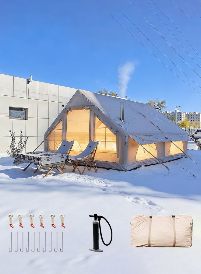 73Hours Inflatable Camping Tent for 8-12 Person, Large 4 Season Inflatable Tents, Blow Up 420D Oxford Tents, Waterproof  Sunproof, Air Tent Cabin House with Mesh Windows  Door - Image 1
