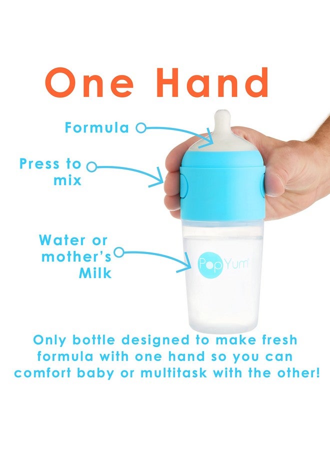بوب يام زجاجات أطفال بوبيام الزرقاء المضادة للمغص، 9 أونصة، لصنع/خلط/توزيع تركيبة، عبوة من 3 قطع مع حلمات متوسطة التدفق رقم 2، 260 مل، خالية من مادة BPA، مزلاج طبيعي - Image 2