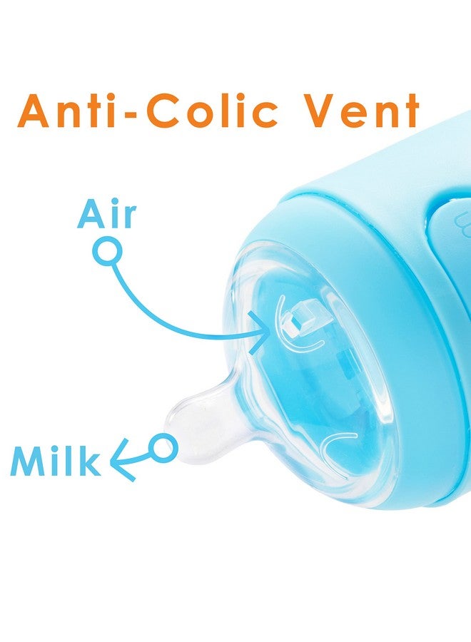 بوب يام زجاجات أطفال بوبيام الزرقاء المضادة للمغص، 9 أونصة، لصنع/خلط/توزيع تركيبة، عبوة من 3 قطع مع حلمات متوسطة التدفق رقم 2، 260 مل، خالية من مادة BPA، مزلاج طبيعي - Image 4