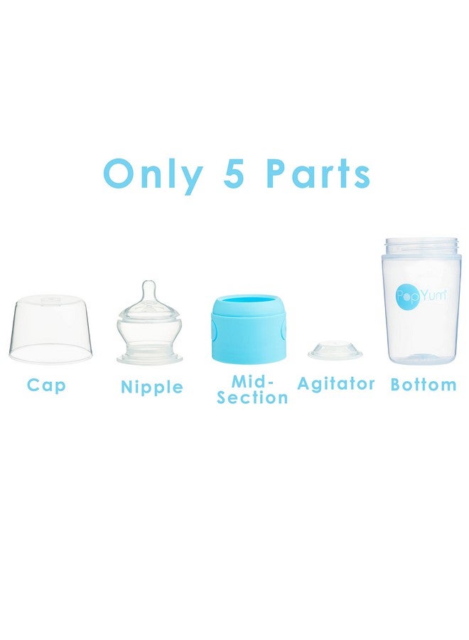 بوب يام زجاجات أطفال بوبيام الزرقاء المضادة للمغص، 9 أونصة، لصنع/خلط/توزيع تركيبة، عبوة من 3 قطع مع حلمات متوسطة التدفق رقم 2، 260 مل، خالية من مادة BPA، مزلاج طبيعي - Image 5