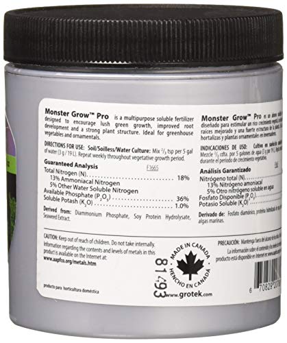 Grotek GTMG6020 Monster Grow Hydroponic Nutrients, 130g, Black - Image 2