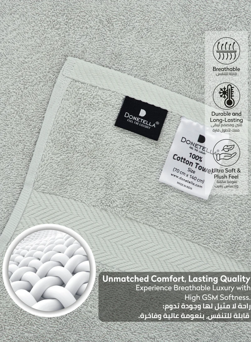 Donetella Premium 100 % Combed Cotton 1-Pcs Bath Towel(70 X 140 CM) 600 GSM Large Towel, Highly Absorbent, Quick Dry,Best Towel for Bathroom, Spa And Hotel,Light Grey