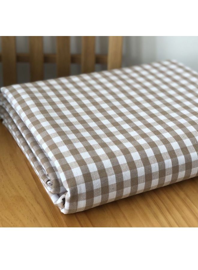 Old Coarse Cotton Bed Sheet Pillowcase Quilt Cover Single Piece Three-Piece Set Thickened Encryption Plaid Fresh Simple Naked Sleeping Four Seasons-Colour:Light Brown Small Grid-Specification:1.8m 床：250x250cmbed Sheets  - Image 1