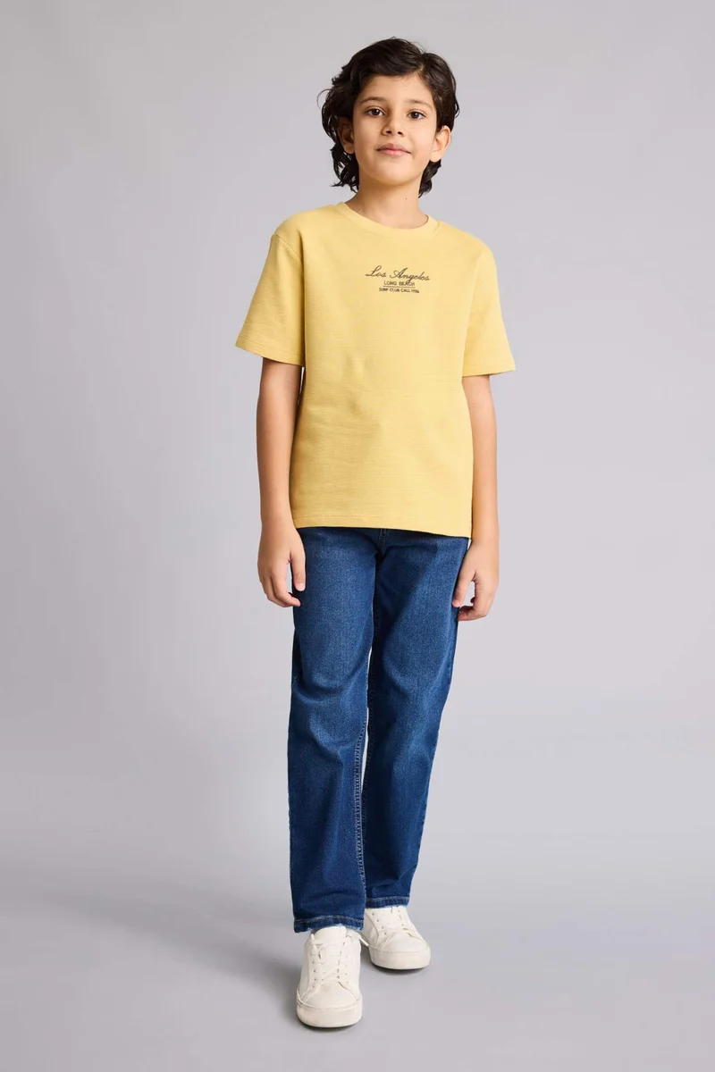 ديفاكتو Boy New Regular Fit Crew Neck Printed T-Shirt