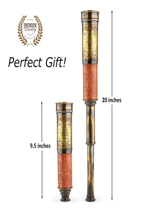 Super7One Handcrafted 20 inches Brass Telescope Powerful 20X Clear Vision Lens, Commemorative Elizabeth II Design, Perfect for Sailors, Travel & Home Décor, Nautical Replica - Image 2