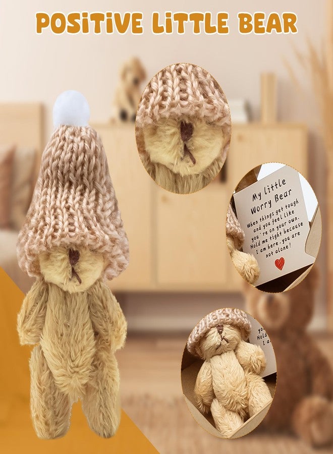 KCMOSGI Mini Worry Bear with A Hat, Positive Mini Bears, Little Worry Bears in A Box with Encouragement Little Card, Soft Handmade Pocket Bear for Lovers, Family, Friend - Image 3